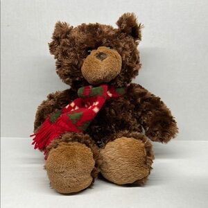 Bon Ton Brown Teddy Bear with Red and Green Scarf 16 inch